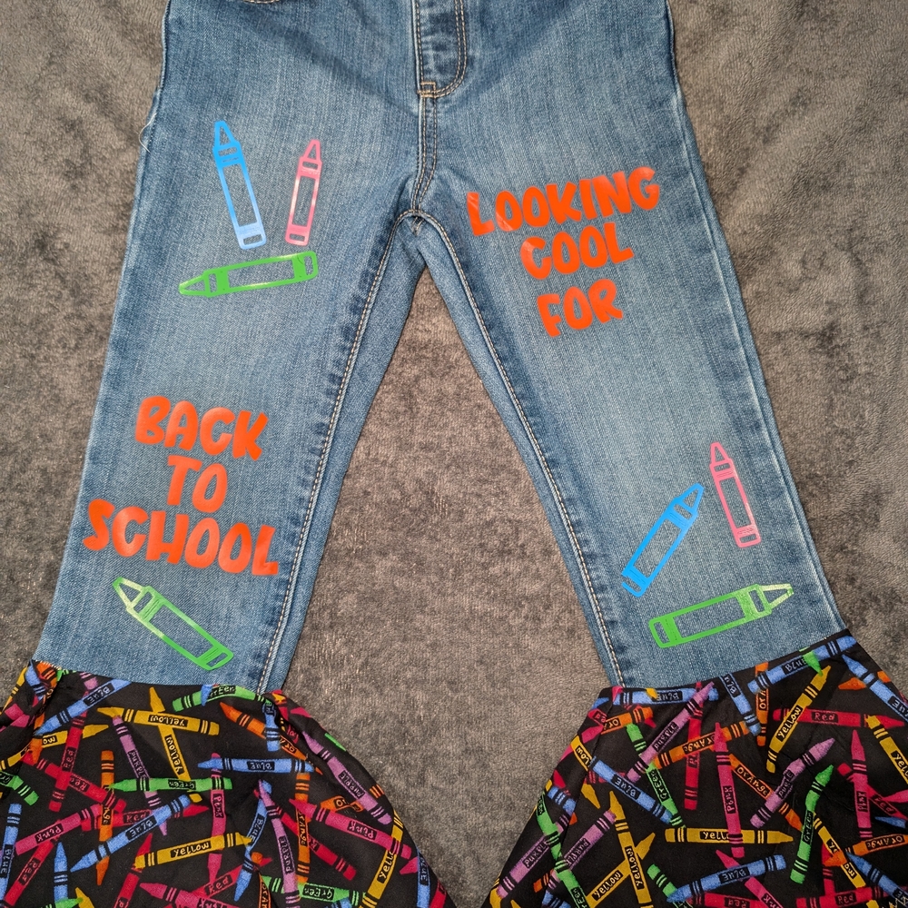 Colorful Kids' Denim Jeans with Crayon Design